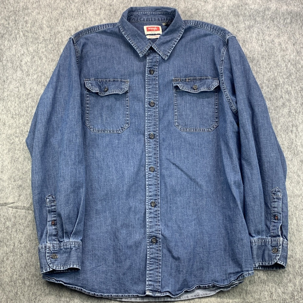 Wrangler Flex For Comfort Shirt Men's Denim Western Work Wear Trucker - Size XL